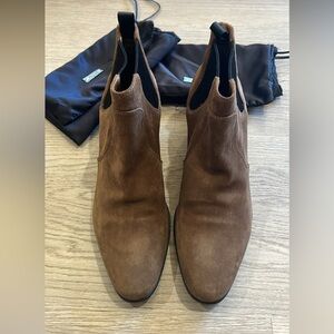 Prada Brown Suede Heeled Boots Women